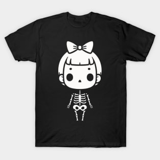 Cute Skeleton Girl With a Bow | Cute Happy Halloween for Girls | Kawaii Design T-Shirt